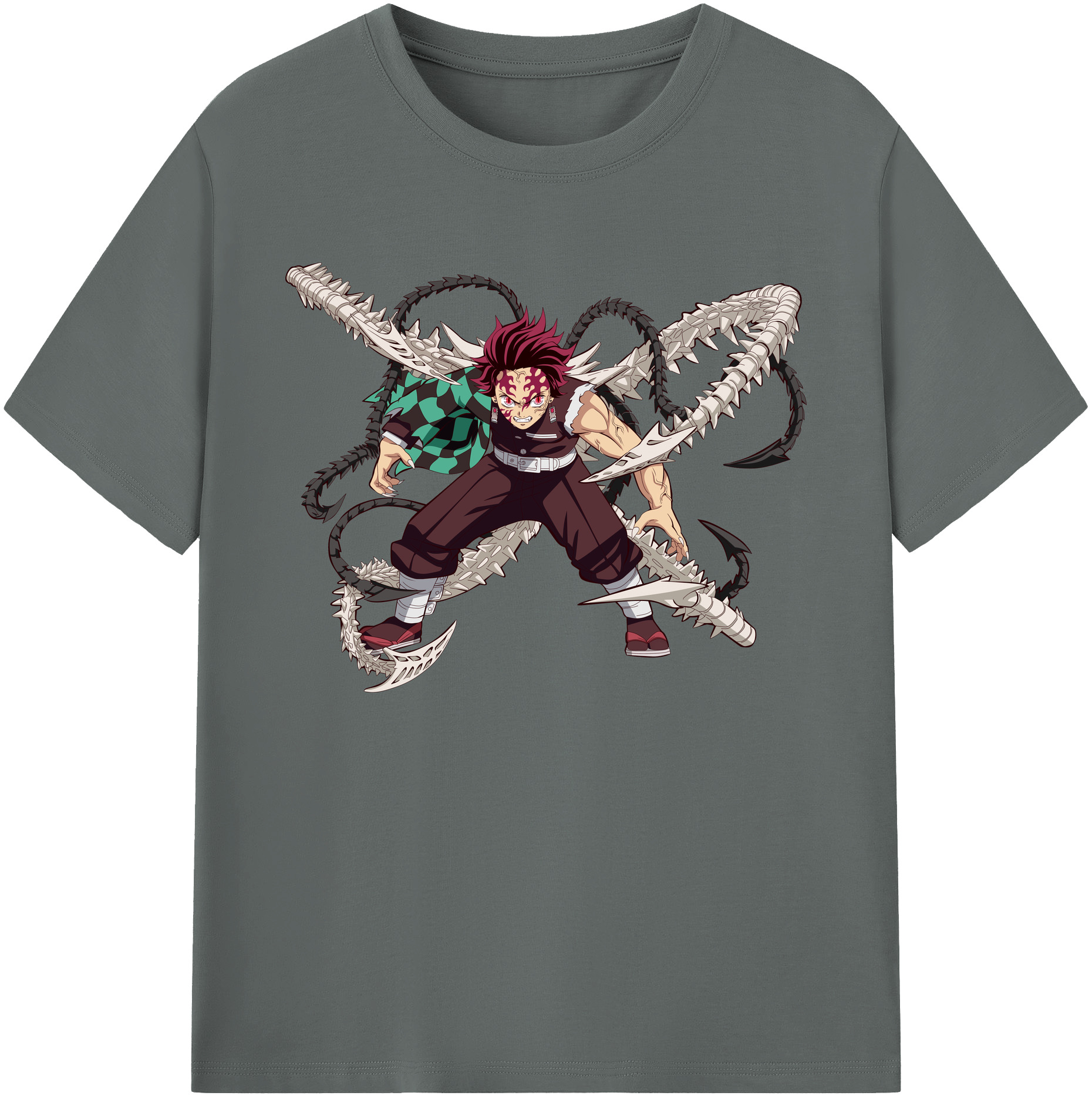 （画像用） 鬼滅の刃 竈門 炭治郎／かまど たんじろう Kamado Tanjirou 綿100％ メンズ半袖Tシャツ｜肌触りやわらか＆通気性